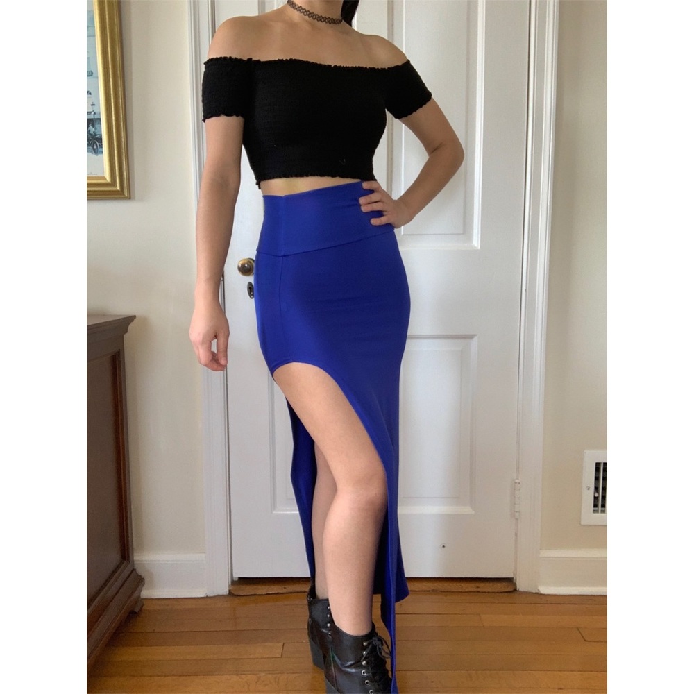 Blue Cut Out Skirt